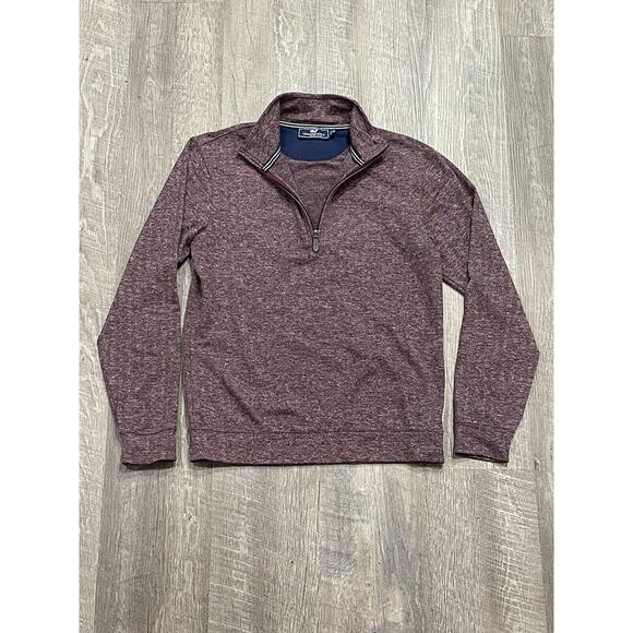 Vineyard Vines Men's Herringbone Half Zip Pullover Crimson X-Small Small Hole - Picture 2 of 7